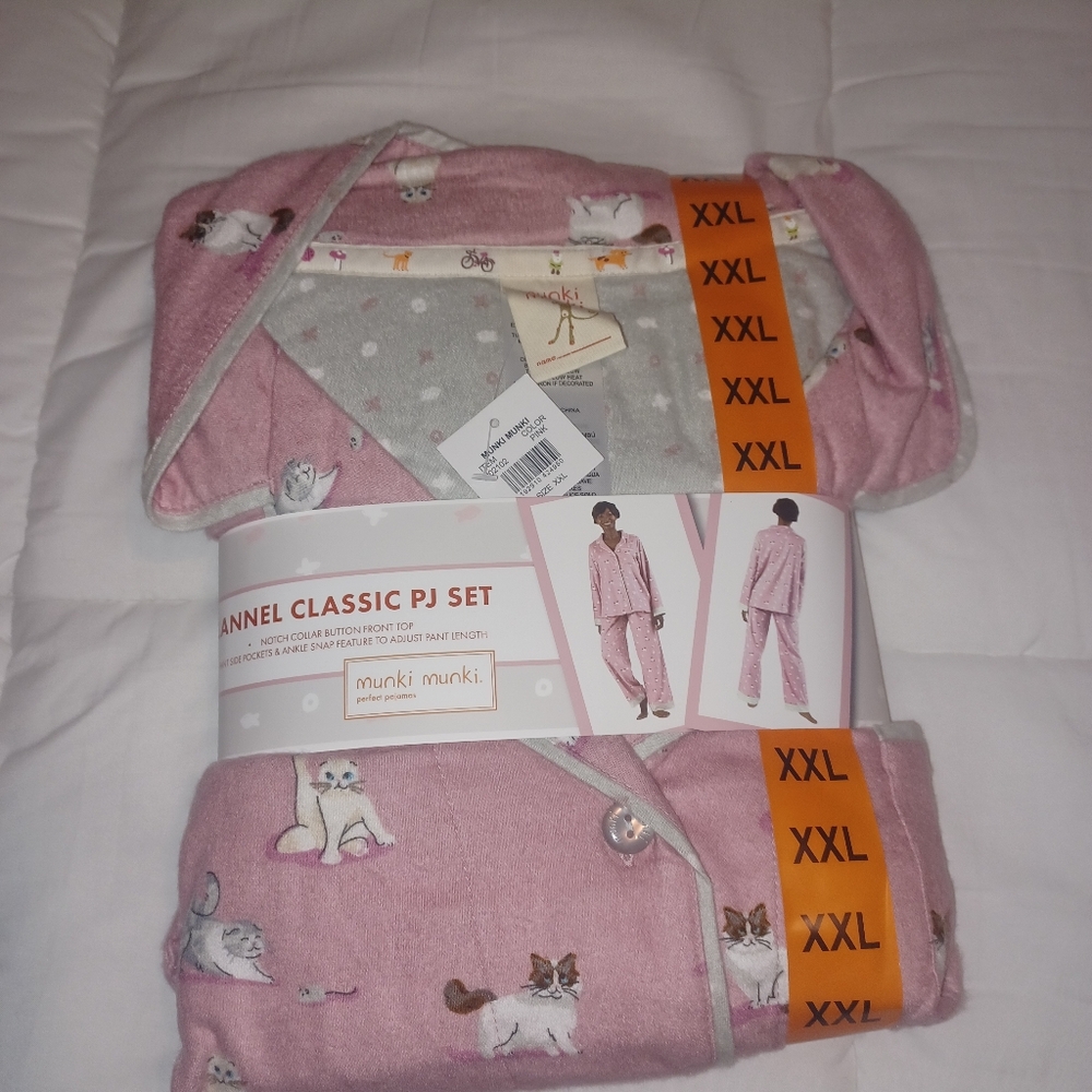 Munki Munki Pink Cat Print Womens Pajama Set Taylor Swift